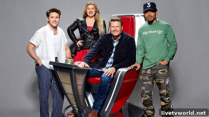 The Voice season 23 - Niall Horan Kelly Clarkson Blake Shelton Chance the Rapper