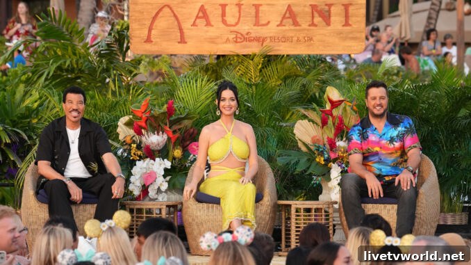 Lionel Richie Katy Perry, Luke Bryan - American Idol 2023 Disney Aulani Top 26