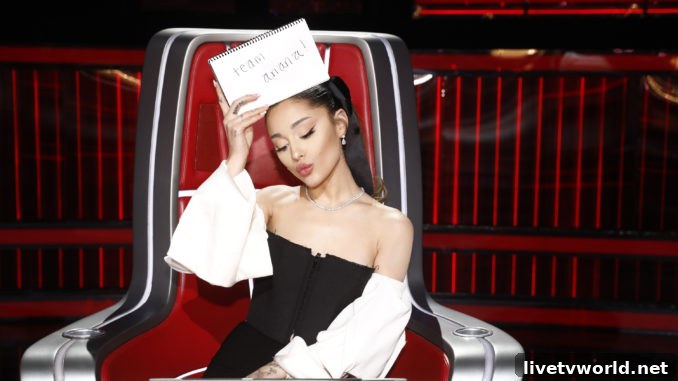 THE VOICE -- "Live Top 8 Results" Episode 2118B -- Pictured: Ariana Grande -- (Photo by: Trae Patton/NBC)