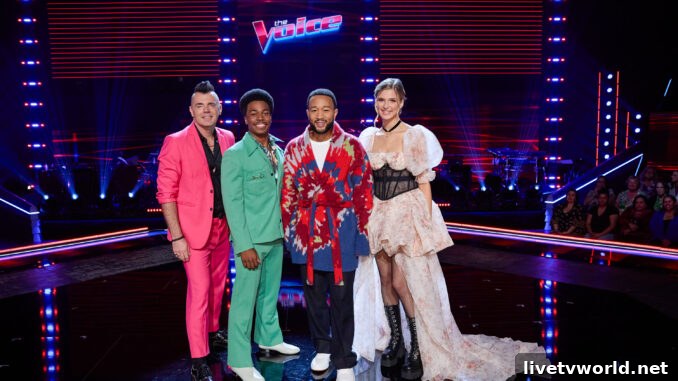 The Voice 25 - Bryan Olesen, Nathan Chester, John Legend, Zoe Levert