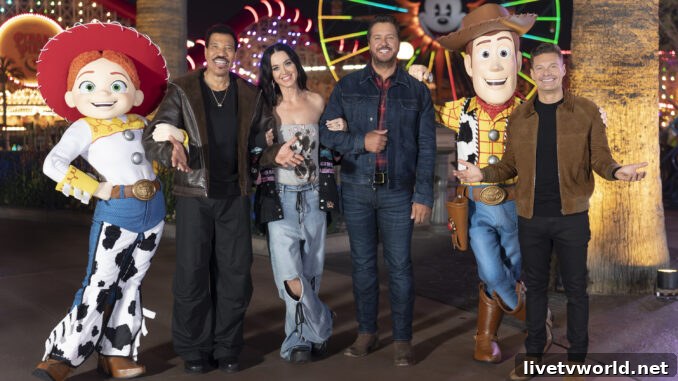 LIONEL RICHIE, KATY PERRY, LUKE BRYAN, RYAN SEACREST - American Idol 2024 Top 5 Disney Night