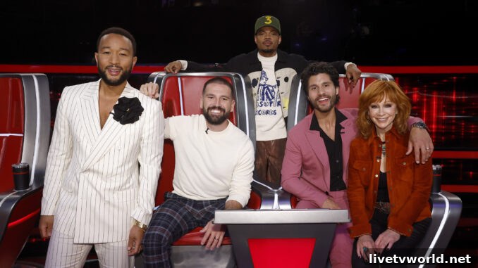 John Legend, Dan + Shay, Chance The Rapper (rear), Reba McEntire - The Voice 25
